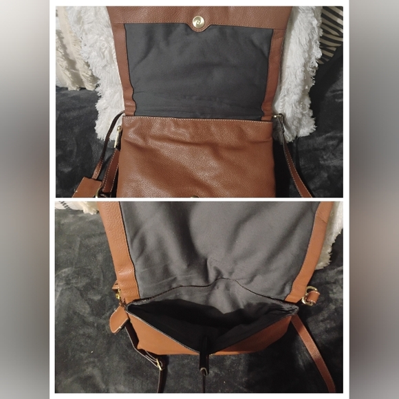 J Jill Do-It-All Crossbody Brown Padded Leather Foldover Purse - Picture 6 of 16